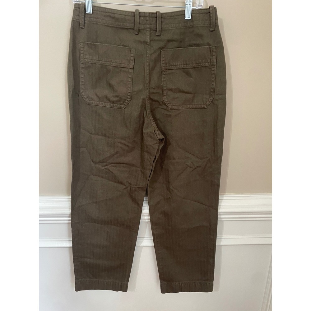 Everlane Organic Cotton Fatigue Pants Herringbone Utility Olive Green Size 8 - Picture 2 of 15